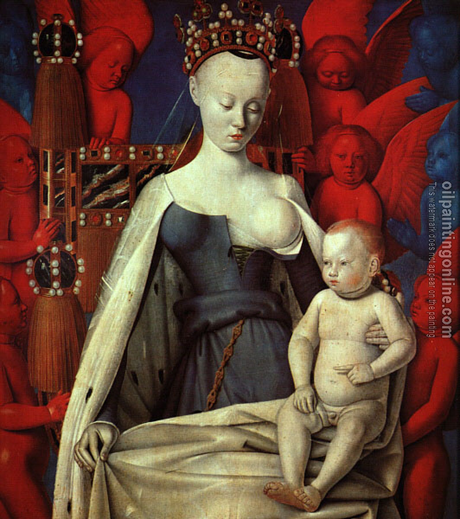 Fouquet, Jean - Virgin and Child Surrounded by Angels